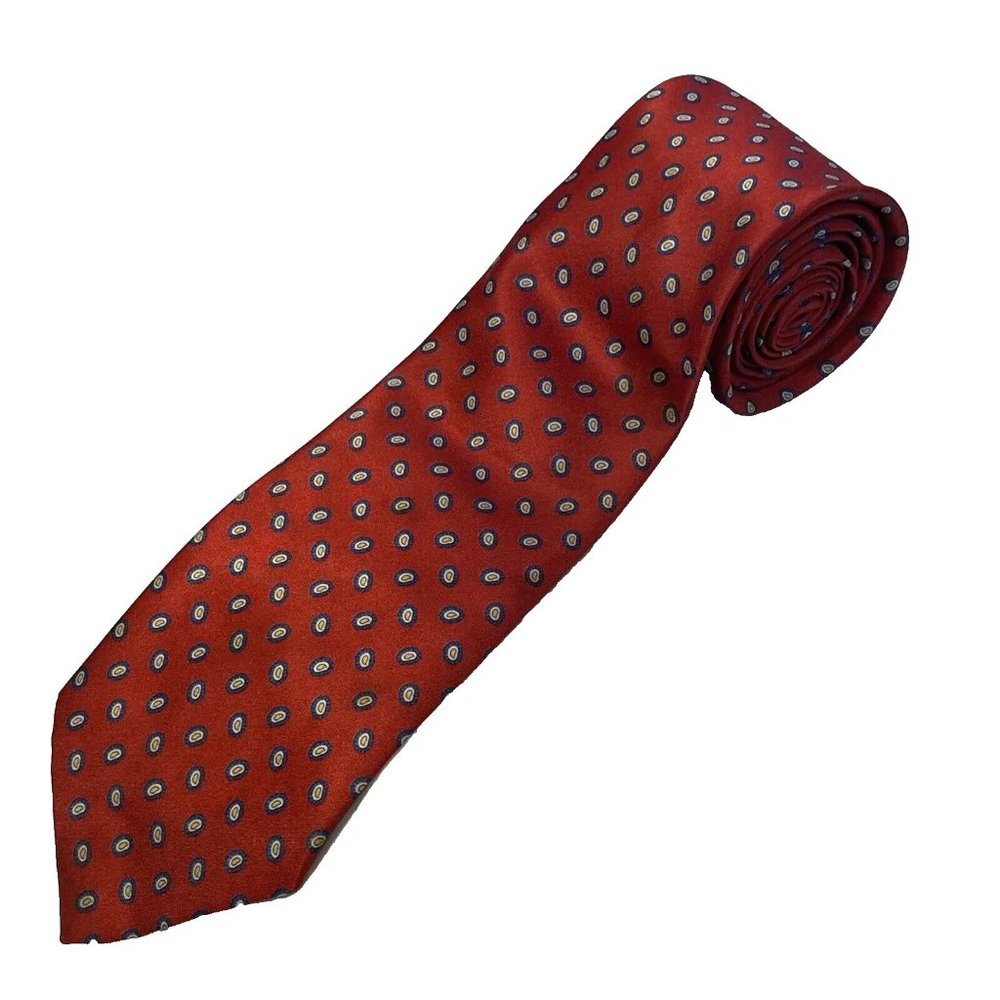 Envoy Red with Multicolor Ovals Mens Neck Tie 57" Long 3.25" Wide